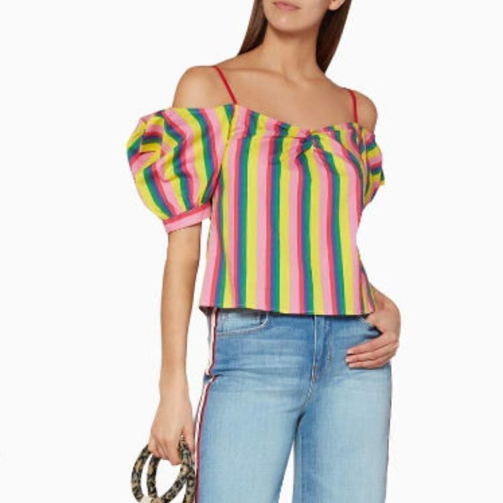 Staud Multi-Coloured Striped Ruby Top Size: S - B… - image 6